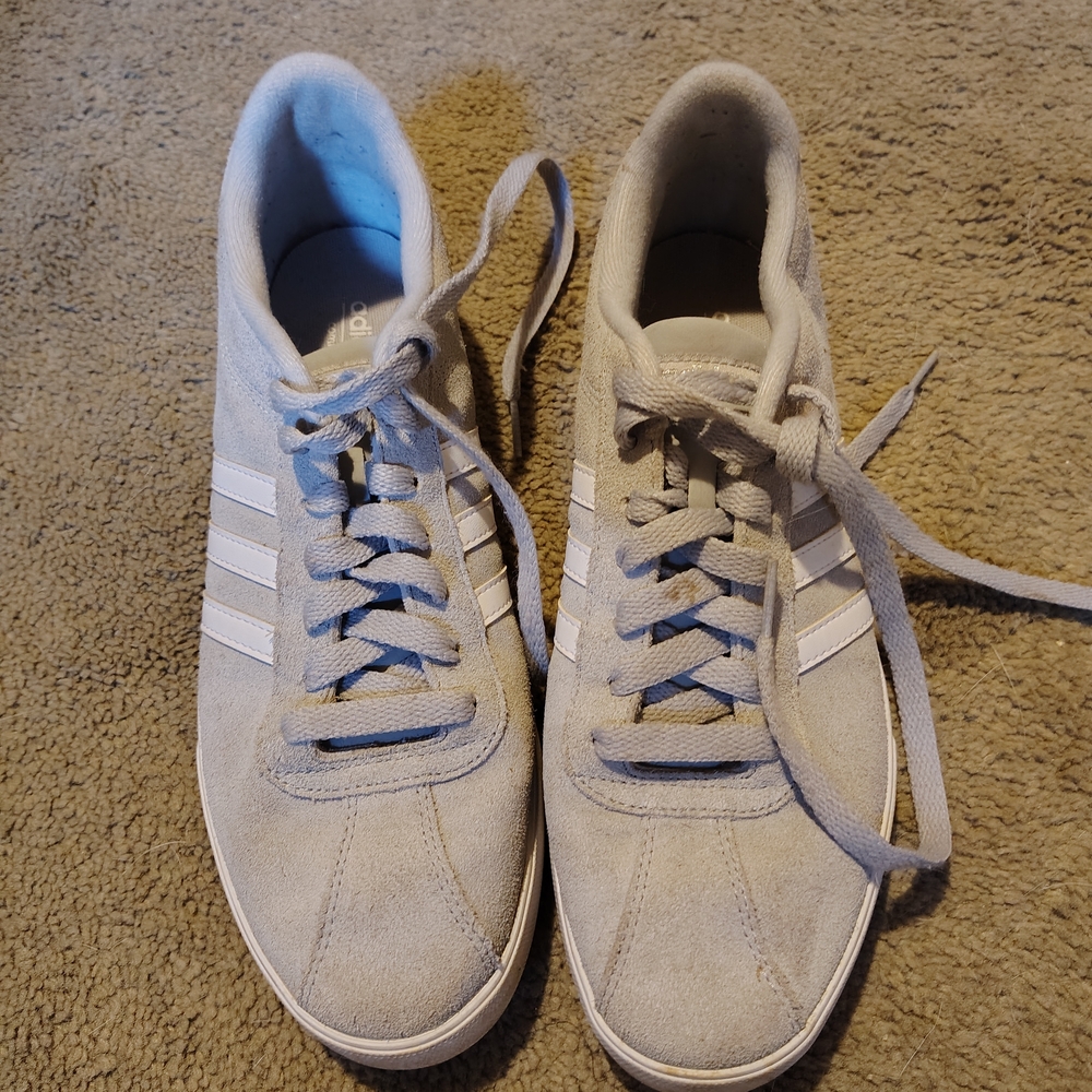 Adidas Men's Light Gray Suede Sneakers